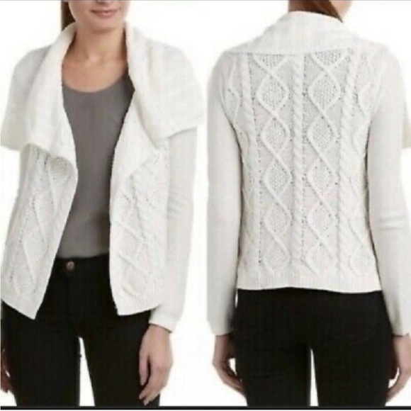 NWT Cabi White Open Front Cable Sweater 193 - Picture 8 of 8